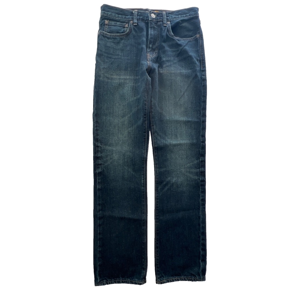 J.Crew Jeans 29x32 Mens Slim Straight Whiskered Dark‎ Wash Distressed Denim